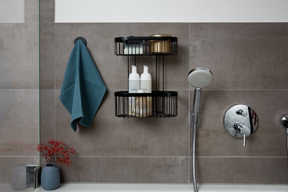 Étagère murale à 2 niveaux Classic Plus noir  avec protection antirouille