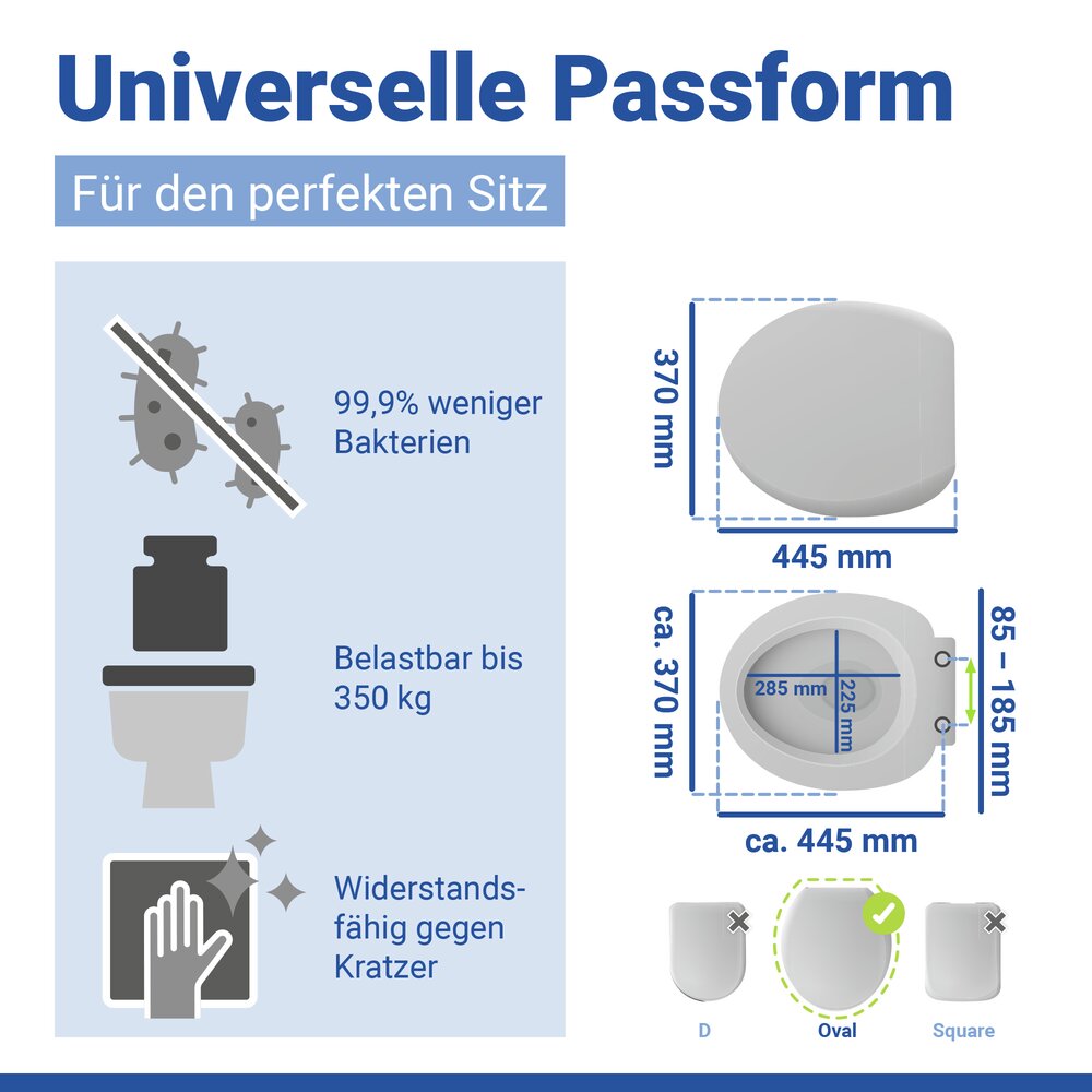 WC Sitz Mod. Rieti Weiß  stabiler Toilettensitz mit Absenkautomatik