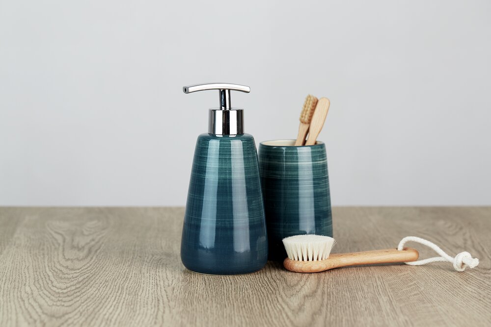 Zeepdispenser Aardewerk Petrol keramiek