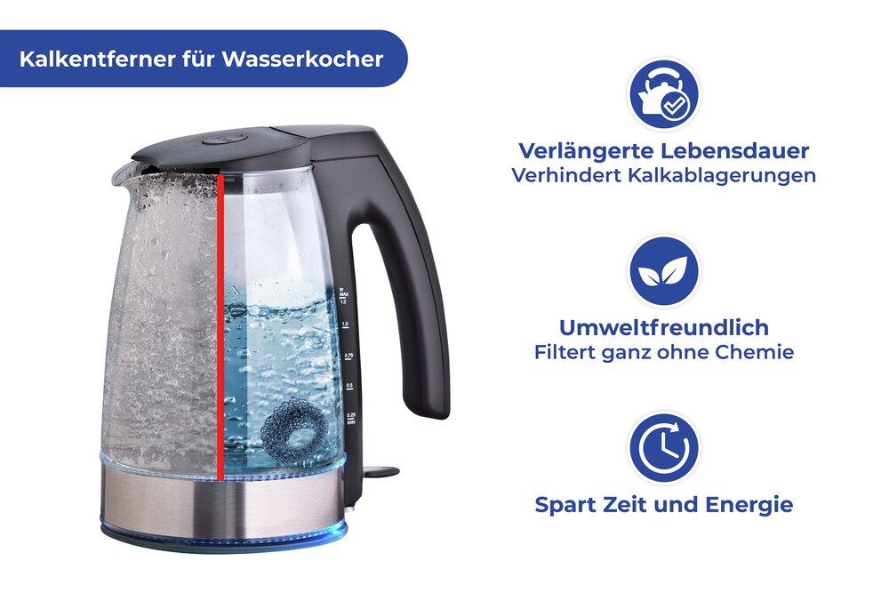 Collecteur de calcaire Mod. Hexi, set de 2, argent, acier inoxydable, 4x2 cm  sans produits chimiques, nettoyage facile