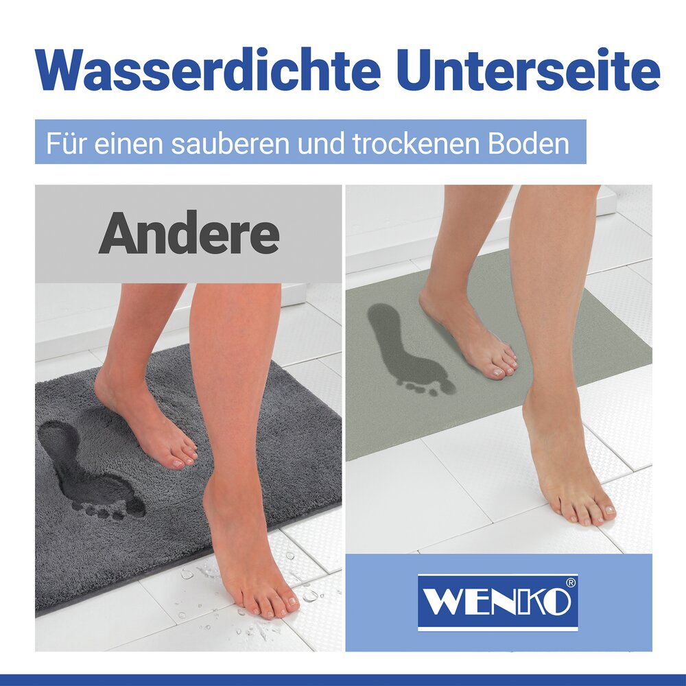 Schnelltrocknende Badematte Grün, 40 x 60  rutschfest, mit wasserdichter Unterseite