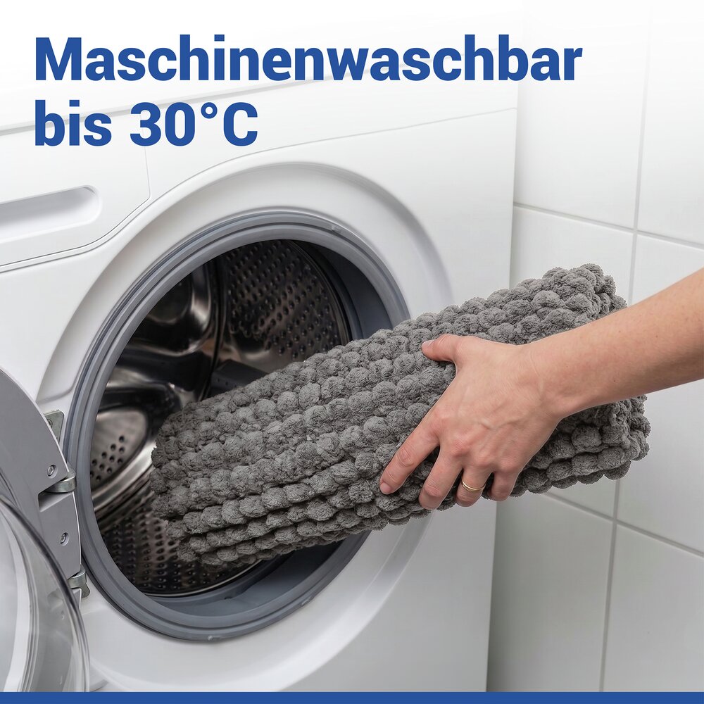 Tapis de bain Mod. Solivo gris, 50 x 80 cm  antidérapant et lavable à 30 °C