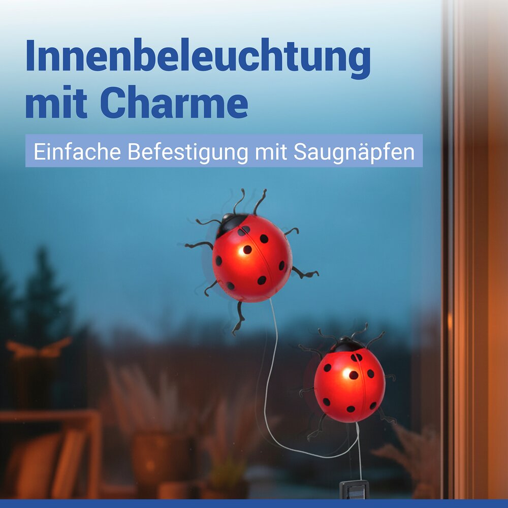 LED Solarleuchte Marienkäfer, 2er Set  dekorative Gartenbeleuchtung