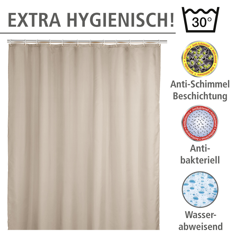 Anti-Schimmel Duschvorhang Uni Beige, 180 x 200 cm  waschbar