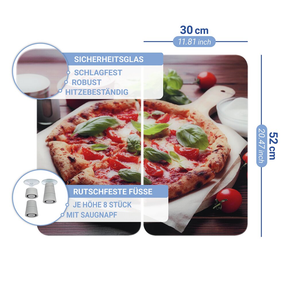 Herdabdeckplatte Universal Mod. Pizza, 2er Set  für alle Herdarten geeignet