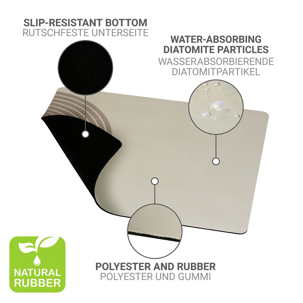 Abtropfmatte Mod. Dima, beige, Gummi, 50x40 cm  wasserabsorbierend und schnelltrocknend