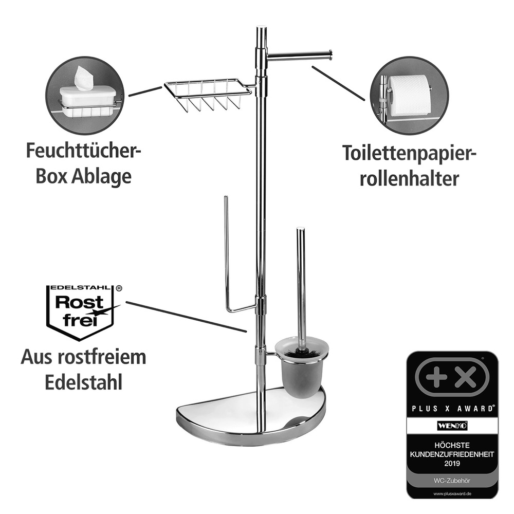 Raumspar WC-Center  WC-Garnitur mit Ersatzrollen- und Feuchttücher-Halter