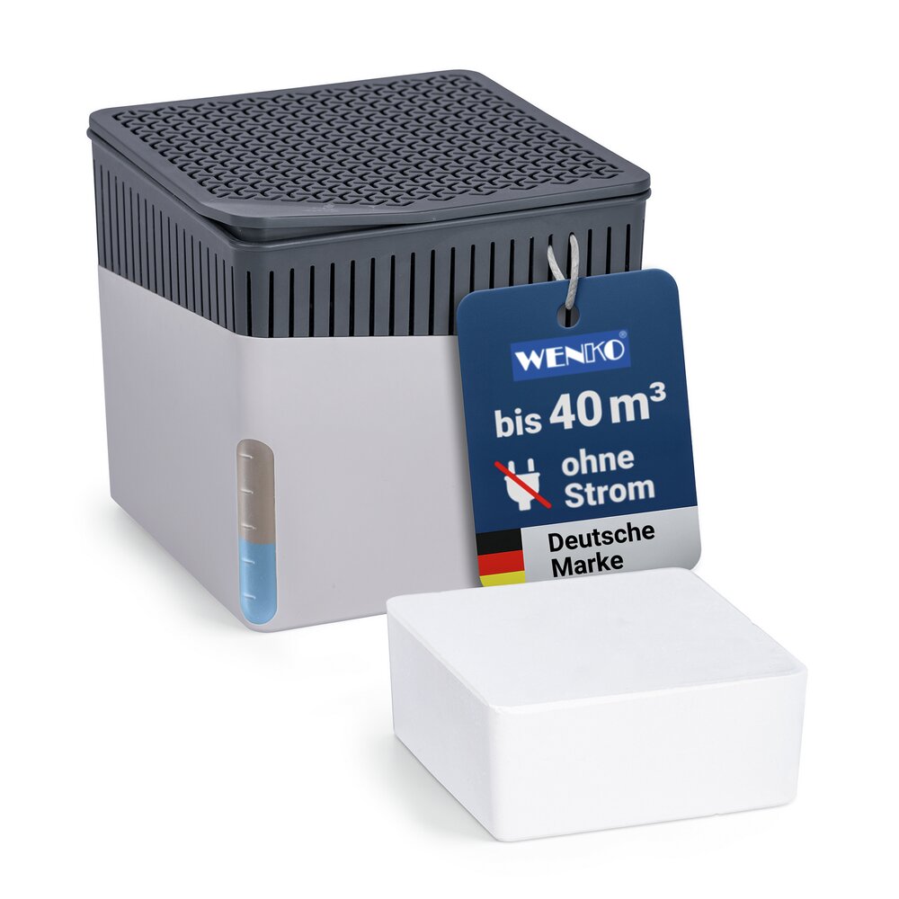 Luftentfeuchter Mod. Cube Grau 500 g  für Räume bis ca. 40 m³