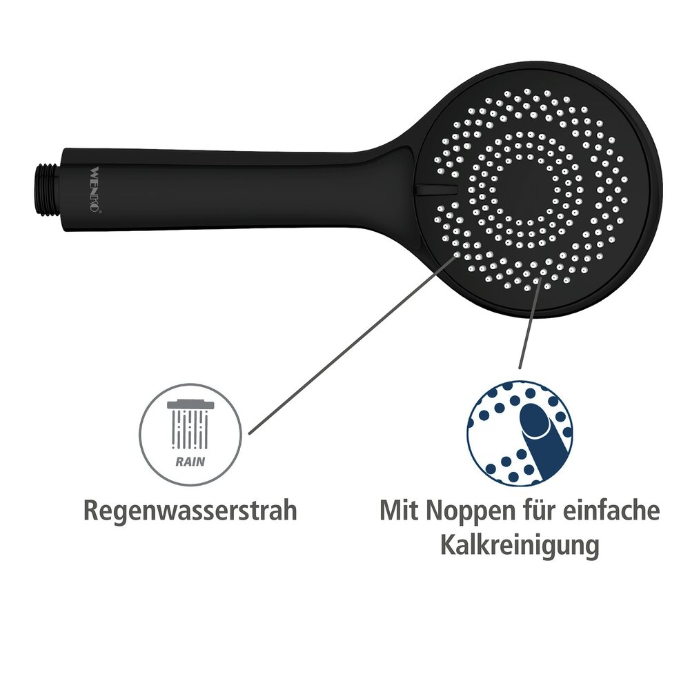 Duschkopf Watersaving Schwarz matt  Ø 9,5 cm