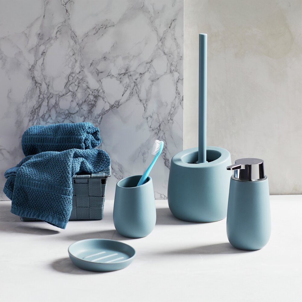 Seifenspender Mod. Badi Blaugrau  hochwertige Keramik, Füllmenge 320 ml