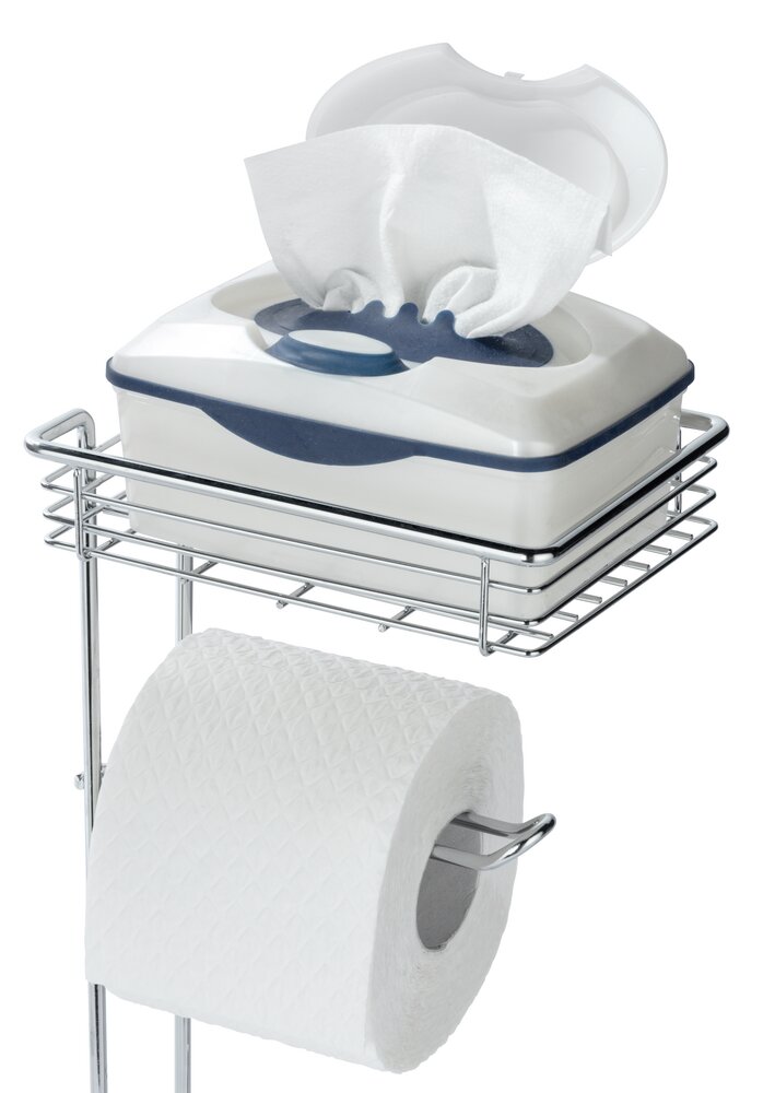 Toilettenpapierhalter mit Ablage und Ersatzrollenhalter in Chrom  Chrom