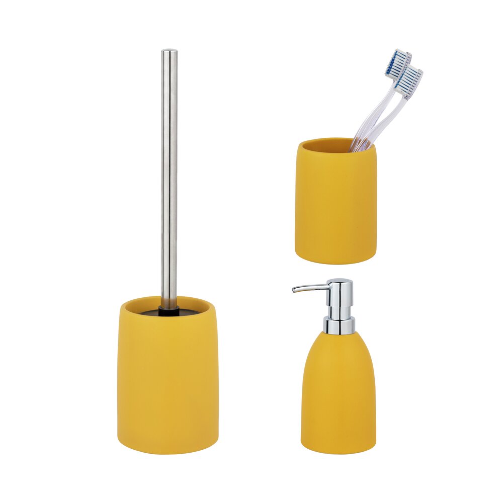 Keramik Bad-Accessoire Set Mod. FUNO, Gelb  3-teilig