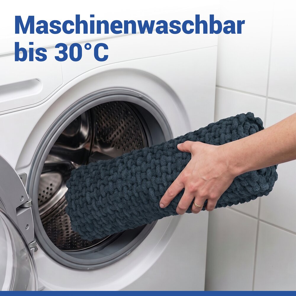 Tapis de bain Mod. Covelo bleu foncé, 50 x 80 cm  antidérapant et lavable jusqu'à 30 °C