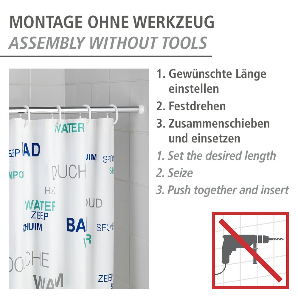 Barre de douche télescopique en chrome  aluminium, Ø 2 cm