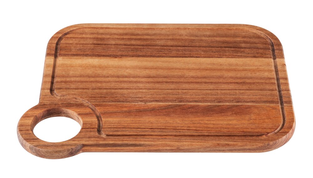 Planche à découper Mod. Acun L, naturel, bois d'acacia, 35x1,5x27 cm  certifié FSC, trou de préhension