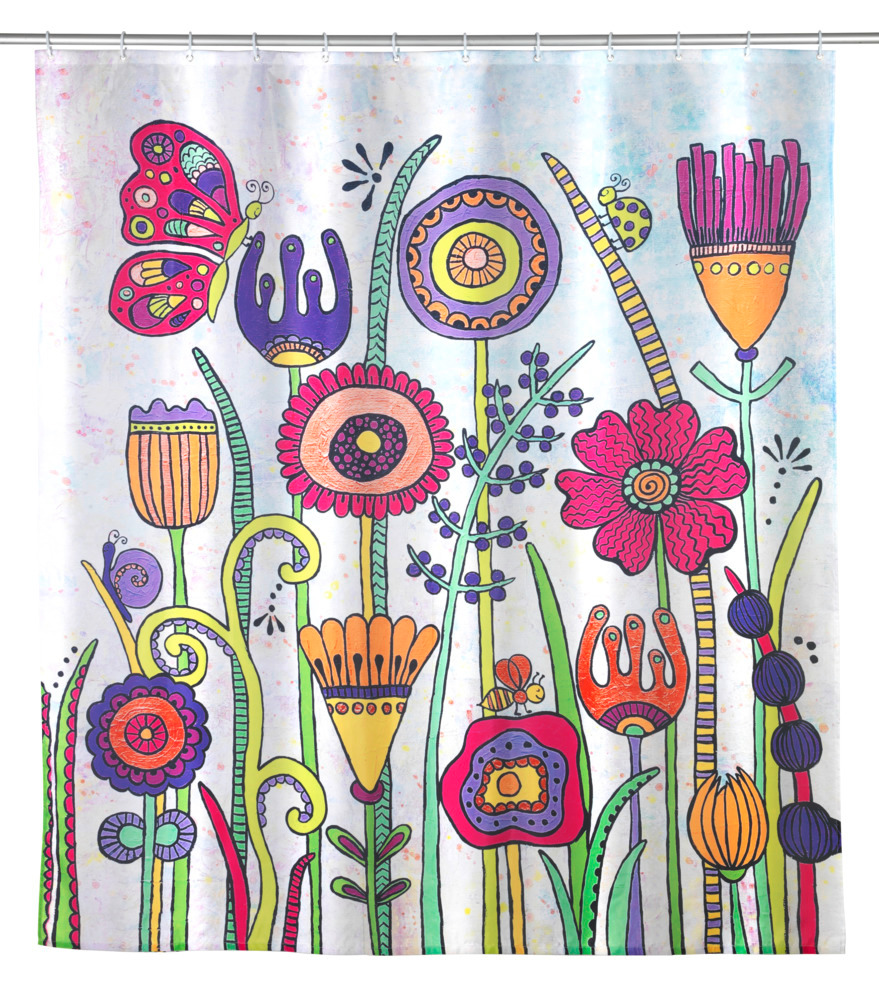 Duschvorhang Mod. Rollin'Art Full Bloom  Polyester, 180 x 200 cm, waschbar