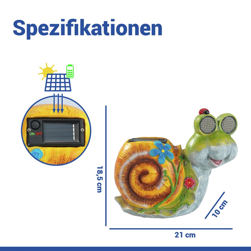 LED Gartenfigur Schnecke Mod. Blinky Eyes  solarbetriebene Gartendekoration mit leuchtenden Augen