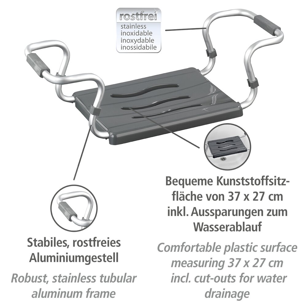 Badewannensitz Mod. Secura Silber  ausziehbar, 120 kg Tragkraft