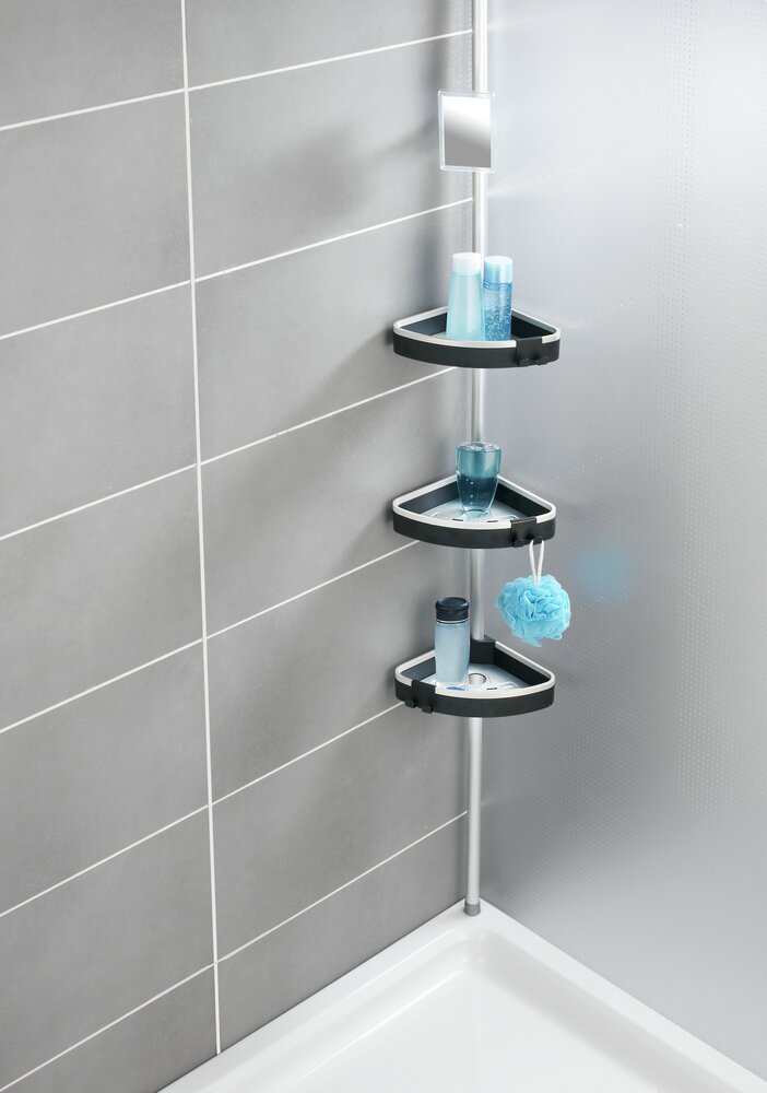 Teleskop Duschecke Mod. Wave  mit 3 Ablagen und Spiegel