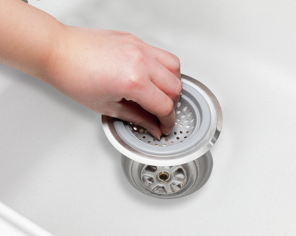 Abfluss-Sieb Silikon Mod. Edsi Grau  für gängige Spül- und Waschbeckenabflüsse