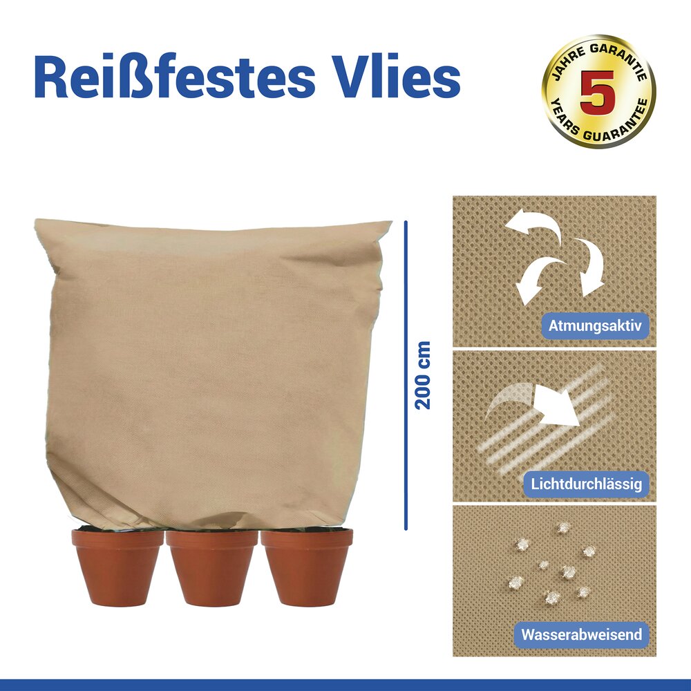 Pflanzenschutz-Vlies 200 x 240 cm, Beige  reißfestes Wintervlies für Pflanzen