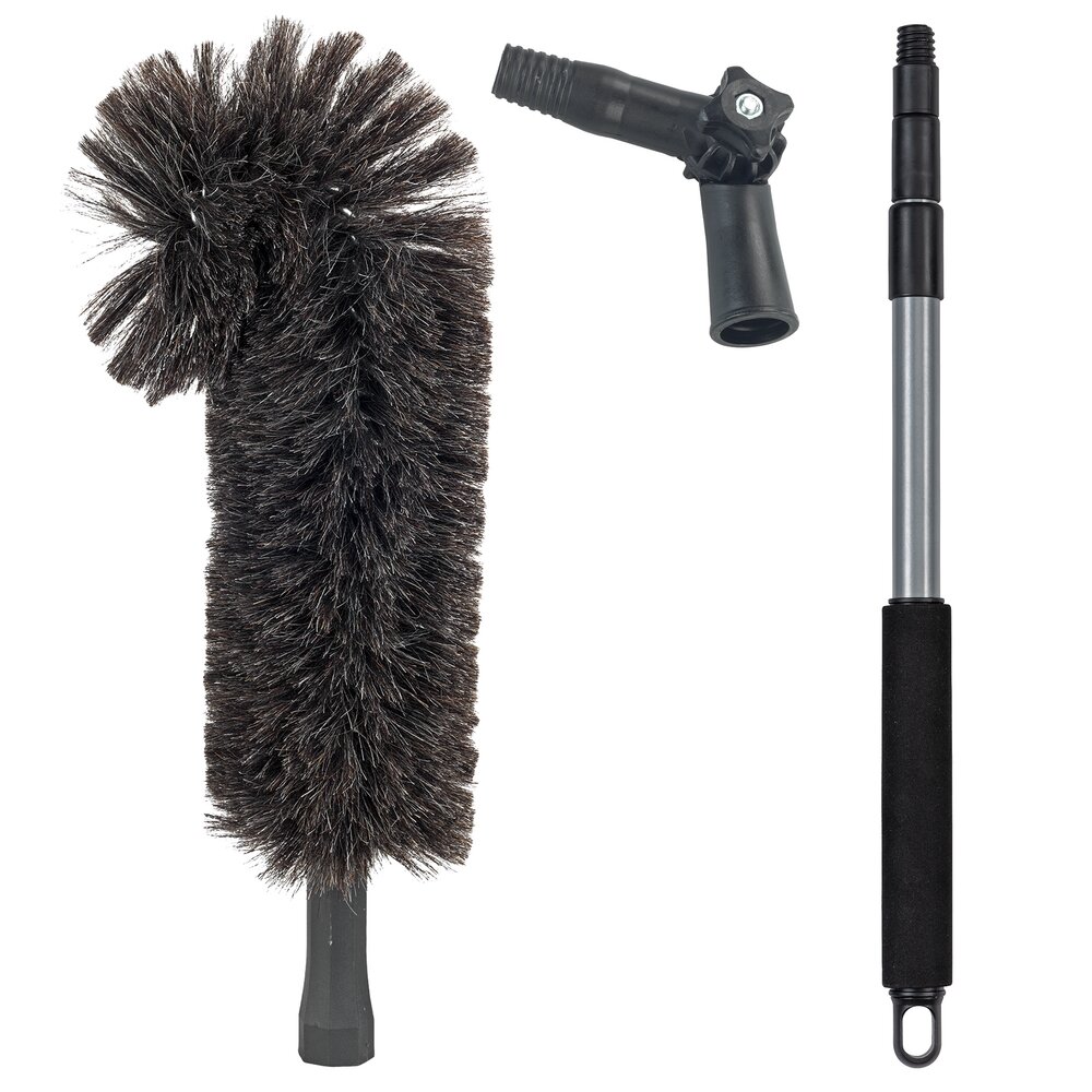 Ziegenhaar-Staubbesen mit Knickgelenk und Teleskop-Stiel  100 % echtes Ziegenhaar