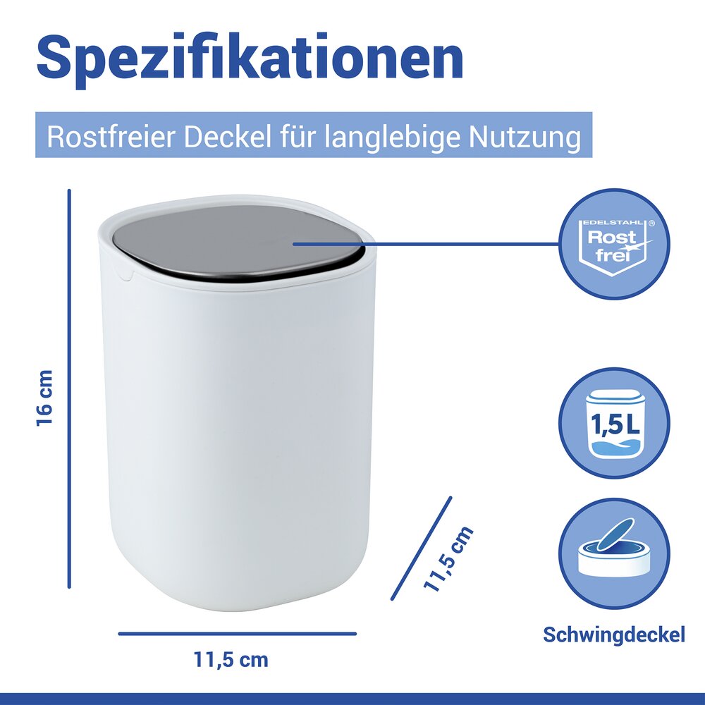 Afvalbak met klapdeksel mod. Frini wit