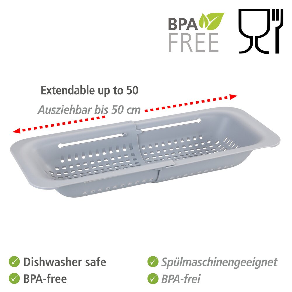 Spülbecken-Sieb Mod. Sivo Hellgrau  Ausziehbar bis 50 cm