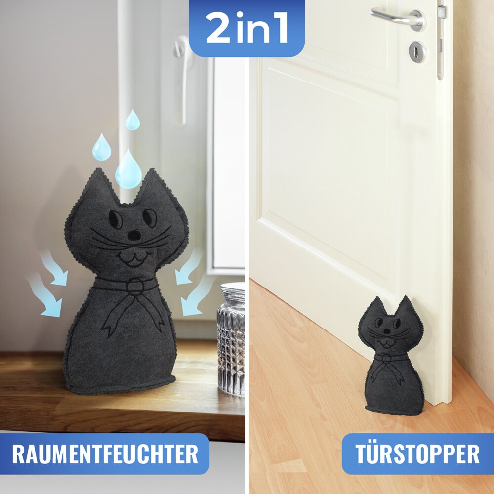 Raumentfeuchter Mod. Katze, 2er Set  schwerer Türstopper