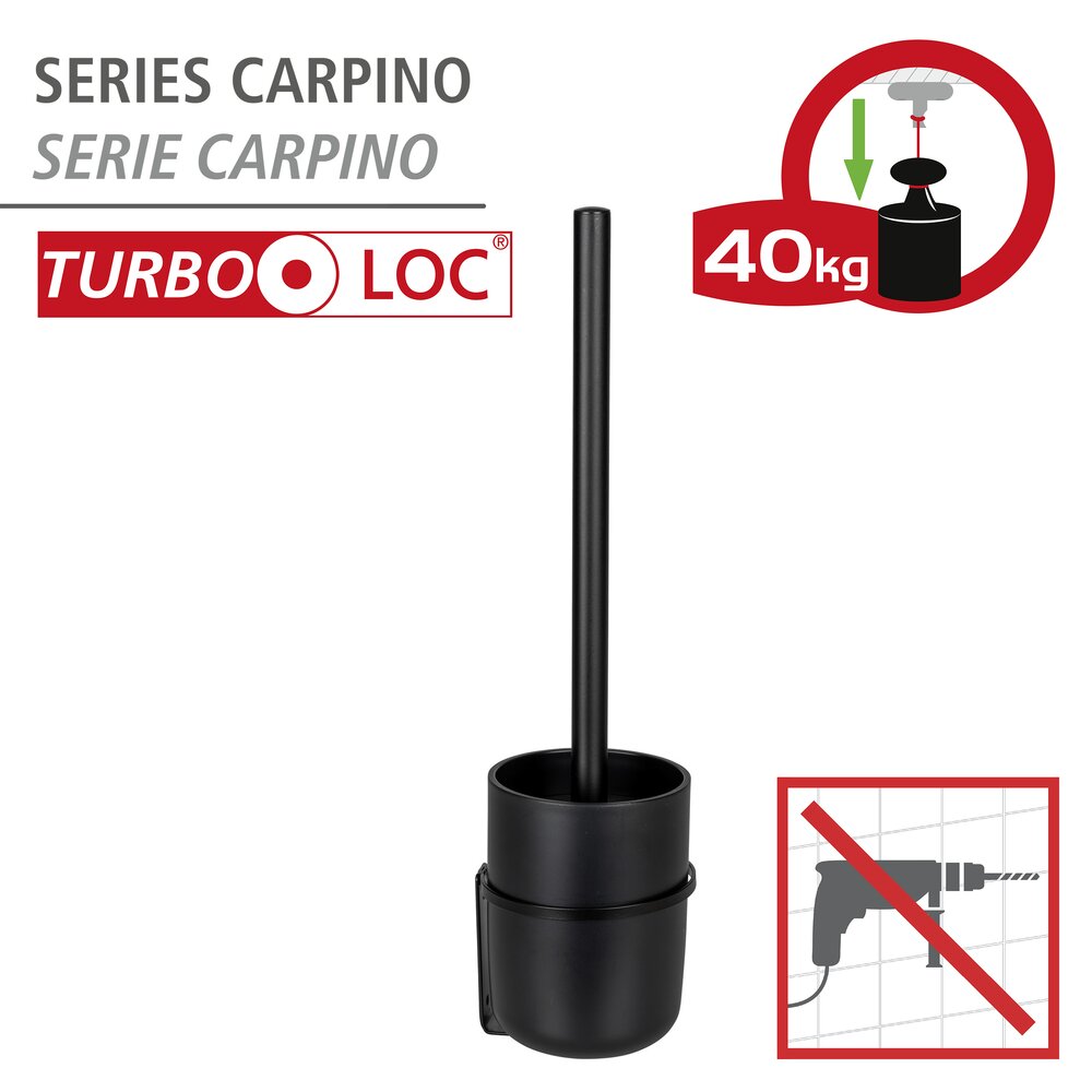 Turbo-Loc® WC-Garnitur Mod. Carpino Schwarz  Befestigen ohne Bohren