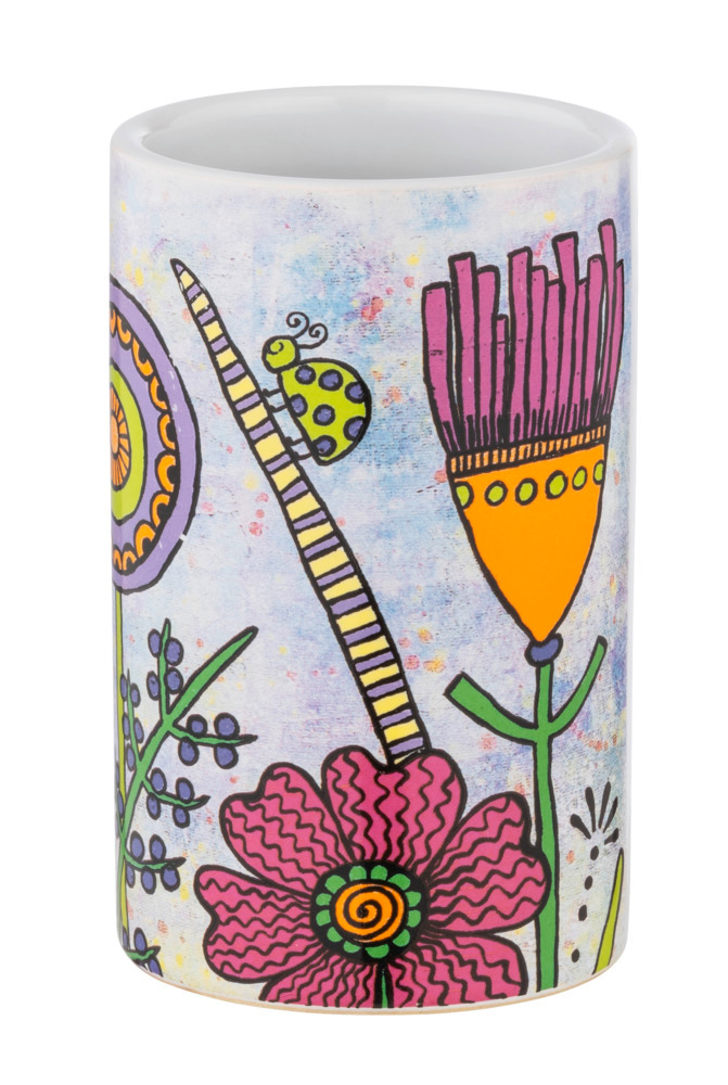 Zahnputzbecher Rollin'Art Full Bloom  mit buntem Blumenwiese-Motiv