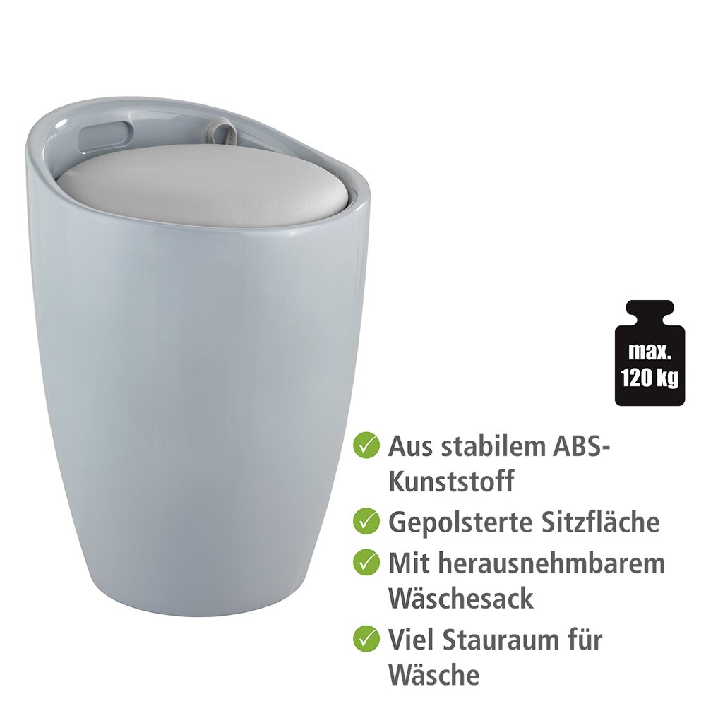 Candy grijs krukje, met waszak