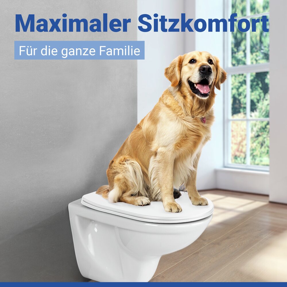 WC Sitz Mod. Galati Weiß matt  Toilettendeckel in D-Form mit Absenkautomatik