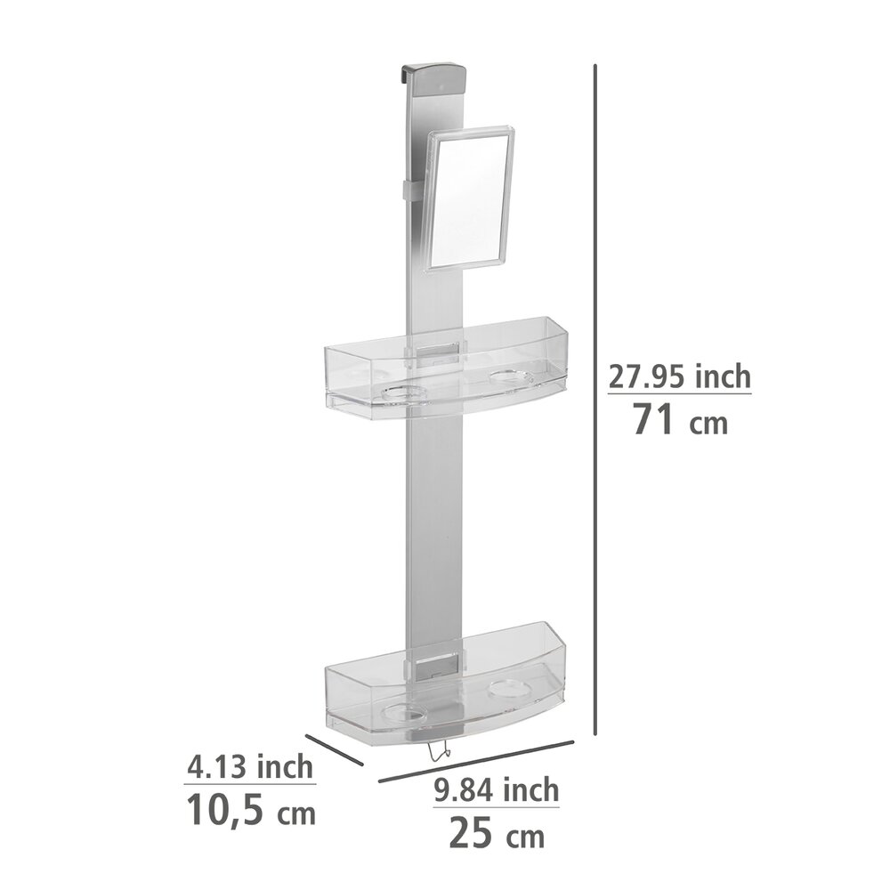 Valet de douche Premium  2 rangements, 1 crochet en acier inox