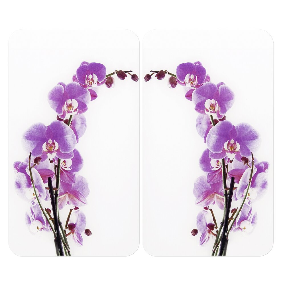 Herdabdeckplatte Universal Mod. Orchideenblüte, 2er Set  für alle Herdarten geeignet