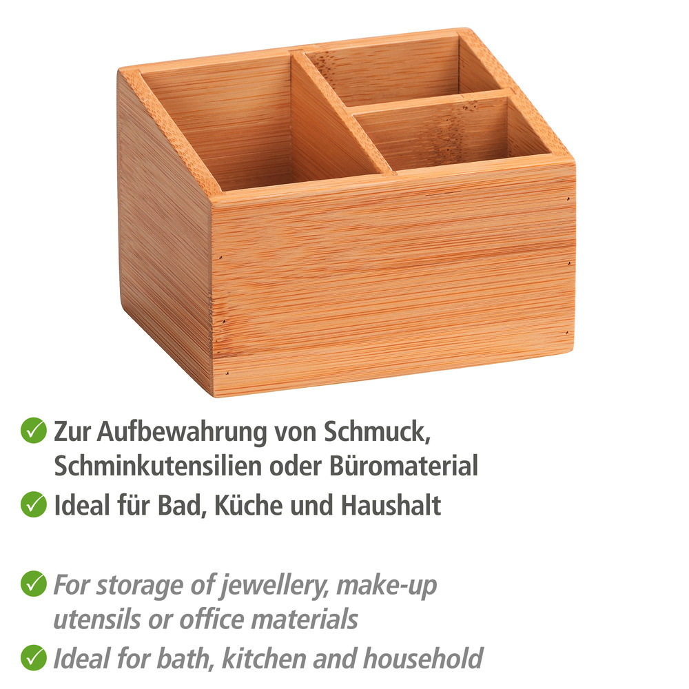 Bambus Organizer Mod. Terra 3 Fächer  ideal für Schmuck, Pinsel und Stifte