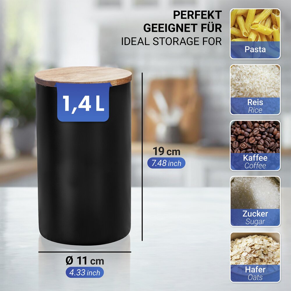 Opbergpot Mio zwart 1,4 liter