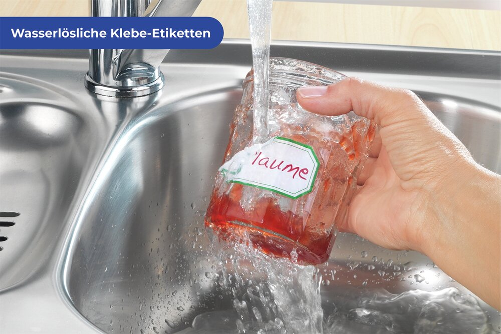Klebe-Etiketten wasserlöslich 200er + Dispenser  inklusive Etikettenspender