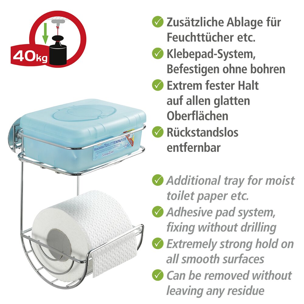Turbo-Loc® dérouleur papier WC avec étagère  fixer sans percer