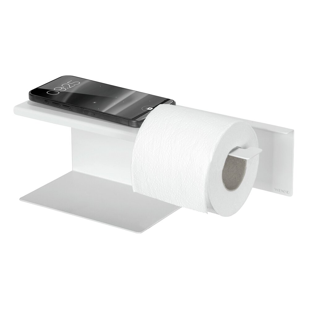 Turbo-Loc® Toilettenpapierhalter mit Ablage Mod. Lizan Weiß  Befestigen ohne Bohren