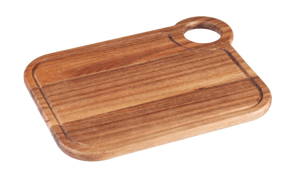 Planche à découper Mod. Acun L, naturel, bois d'acacia, 35x1,5x27 cm  certifié FSC, trou de préhension
