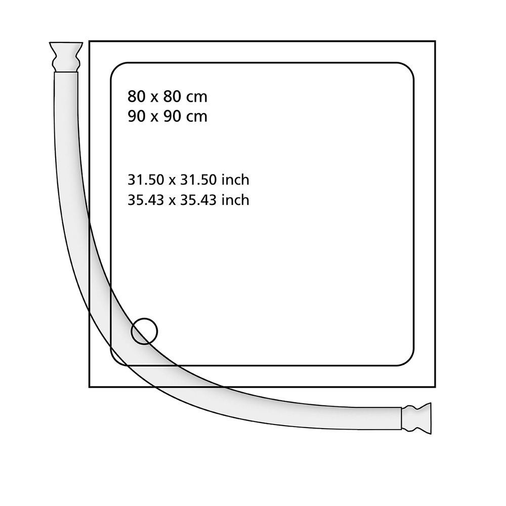 Rundduschstange Chrom  80 x 80 / 90 x 90 cm