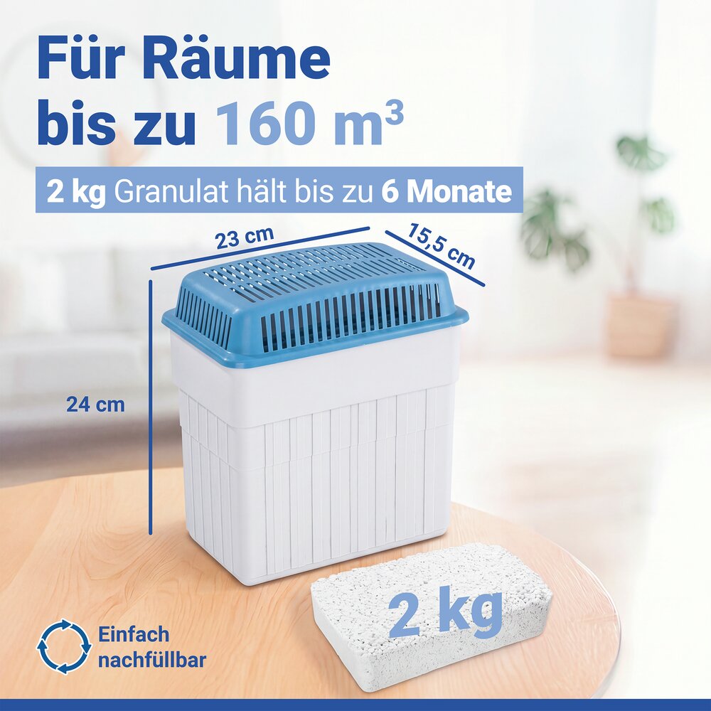 Déshumidificateur d'air 2 kg Bleu  pour pièces jusqu'à 160 m³