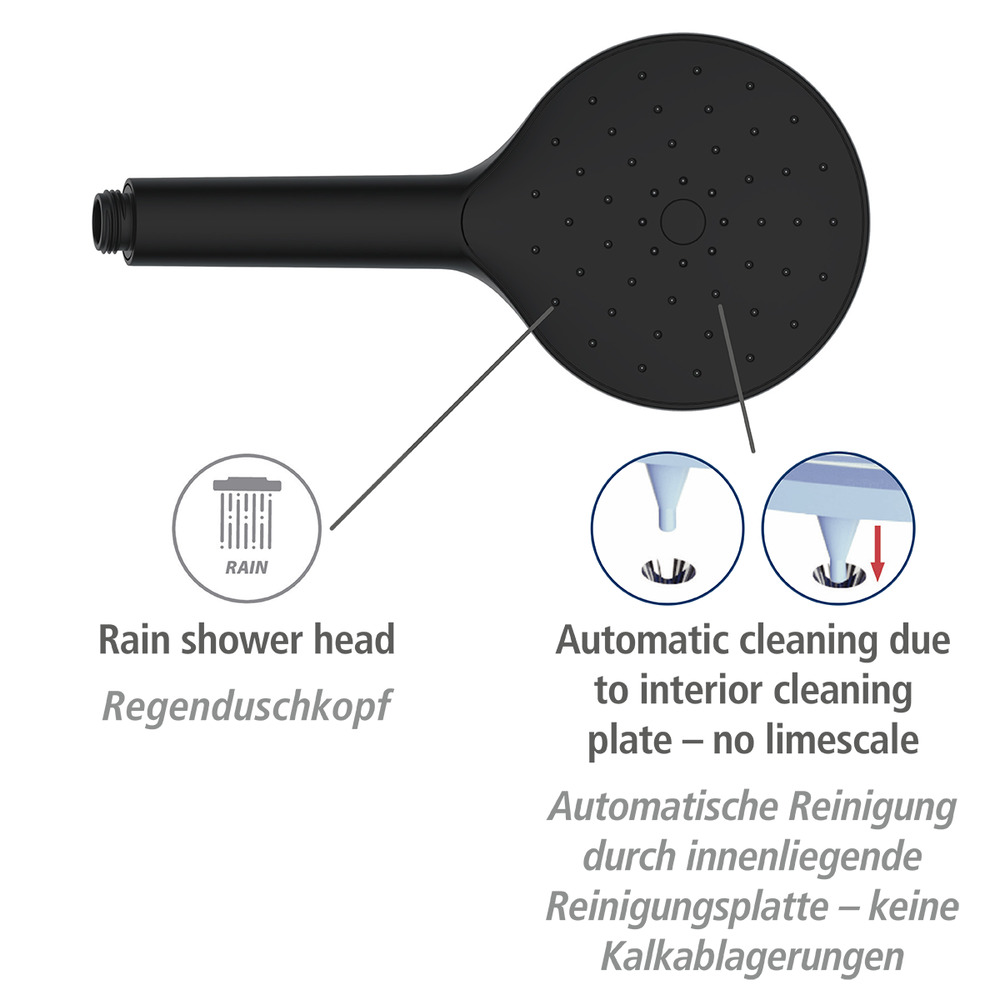 Duschkopf Automatic Cleaning Schwarz  Ø 12 cm