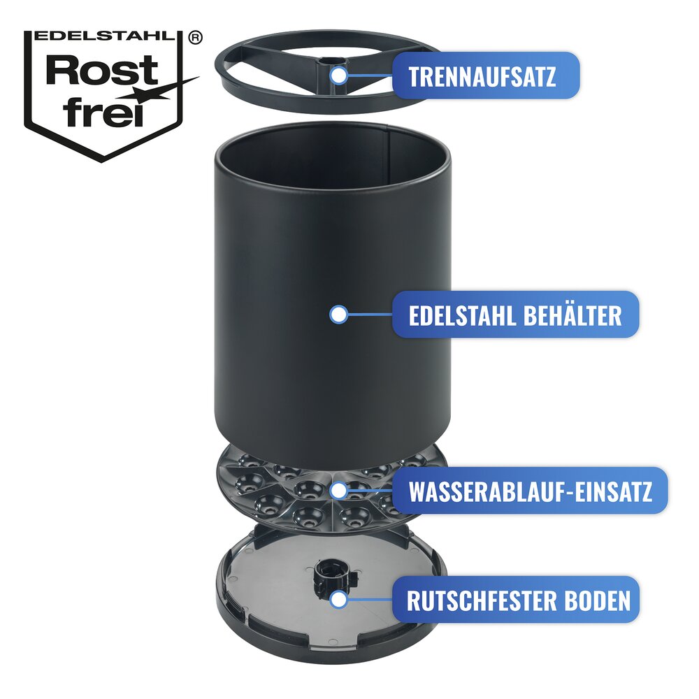 Porte-ustensiles Mod. Premium XL, Noir  pour jusqu'à 18 ustensiles de cuisine