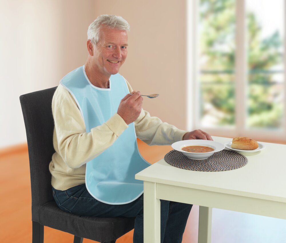 Speiseschürze, blau kariert  waschbar bis 60 °C