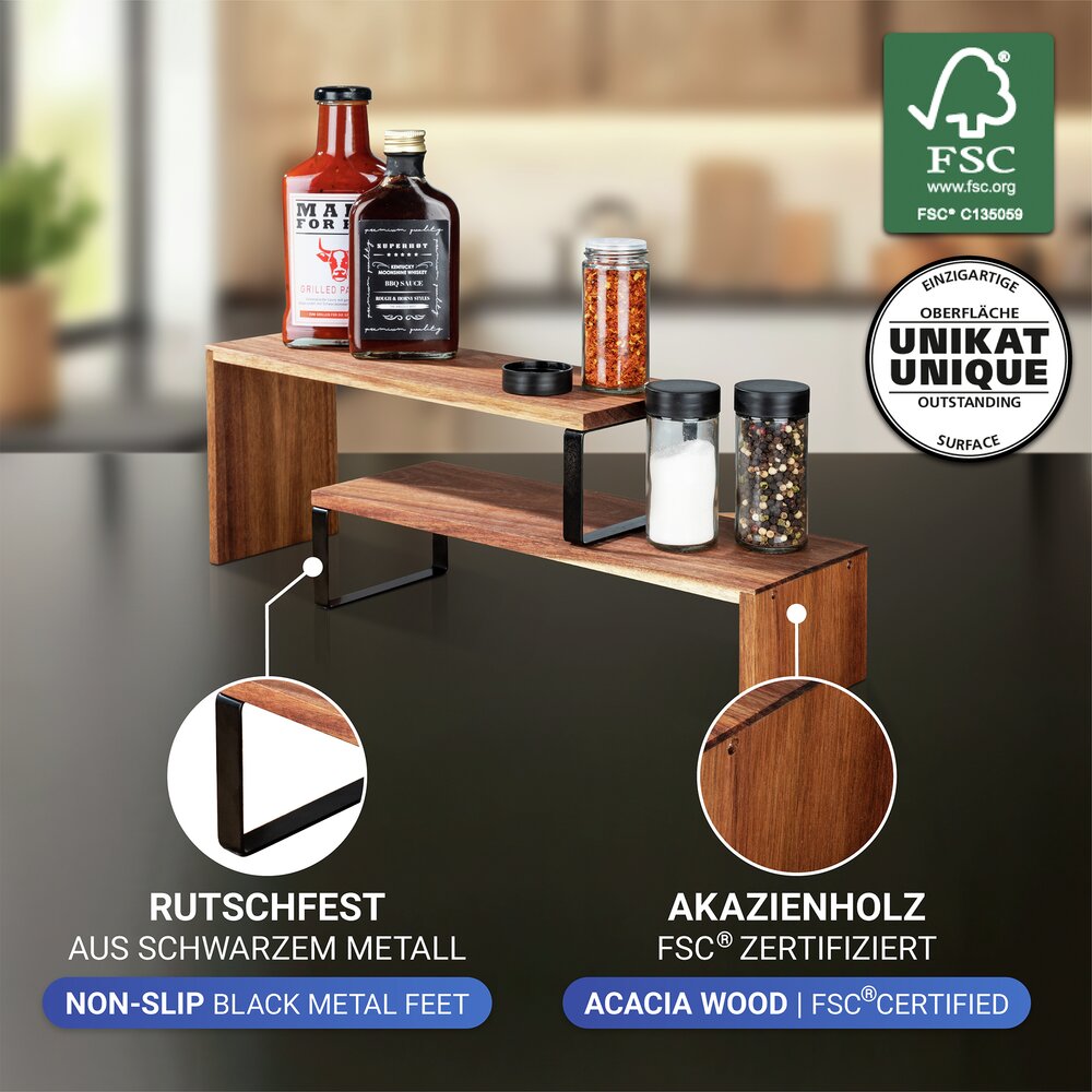 Küchenregal Mod. Vali Akazie  aus FSC® zertifiziertem Akazienholz