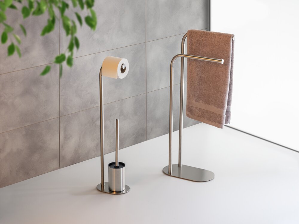 Garniture WC Mod. Levante, argent, inox, 23x63x17 cm  avec support papier toilette intégré