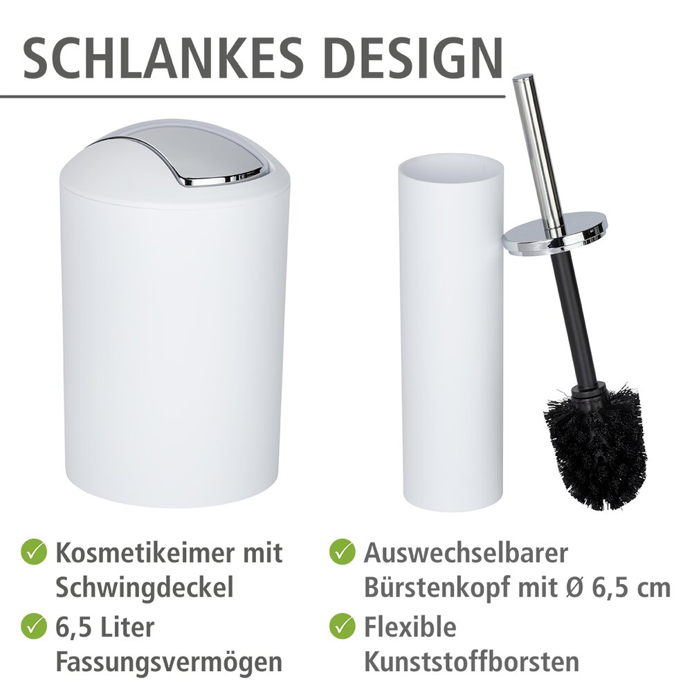 4-teiliges Bad-Accessoire-Set Mod. Calvo aus Kunststoff in Weiß-matt  4-teilig, aus Kunststoff