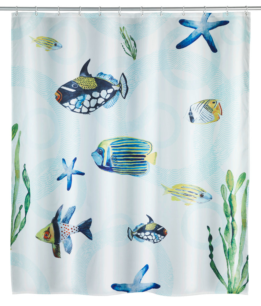 Duschvorhang Aquaria  Polyester, 180 x 200 cm, waschbar